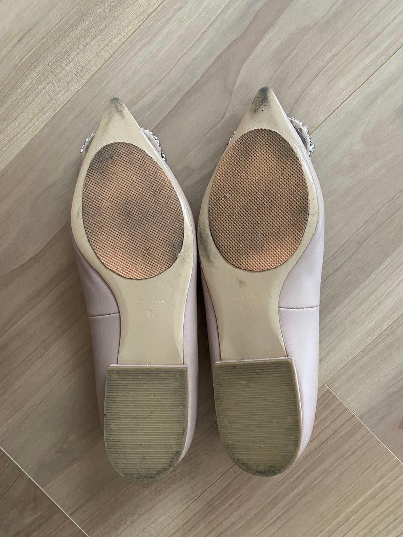 PIPPI CHIC ビジューモチーフ フラットシューズ ピンク