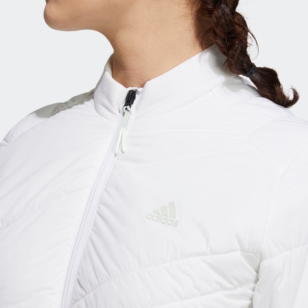 【S】秋冬 アディダス ゴルフ 保温 キルティング 中綿セットアップ 白