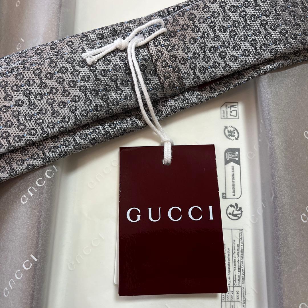 【新品未使用】GUCCI グレー パターン ネクタイ