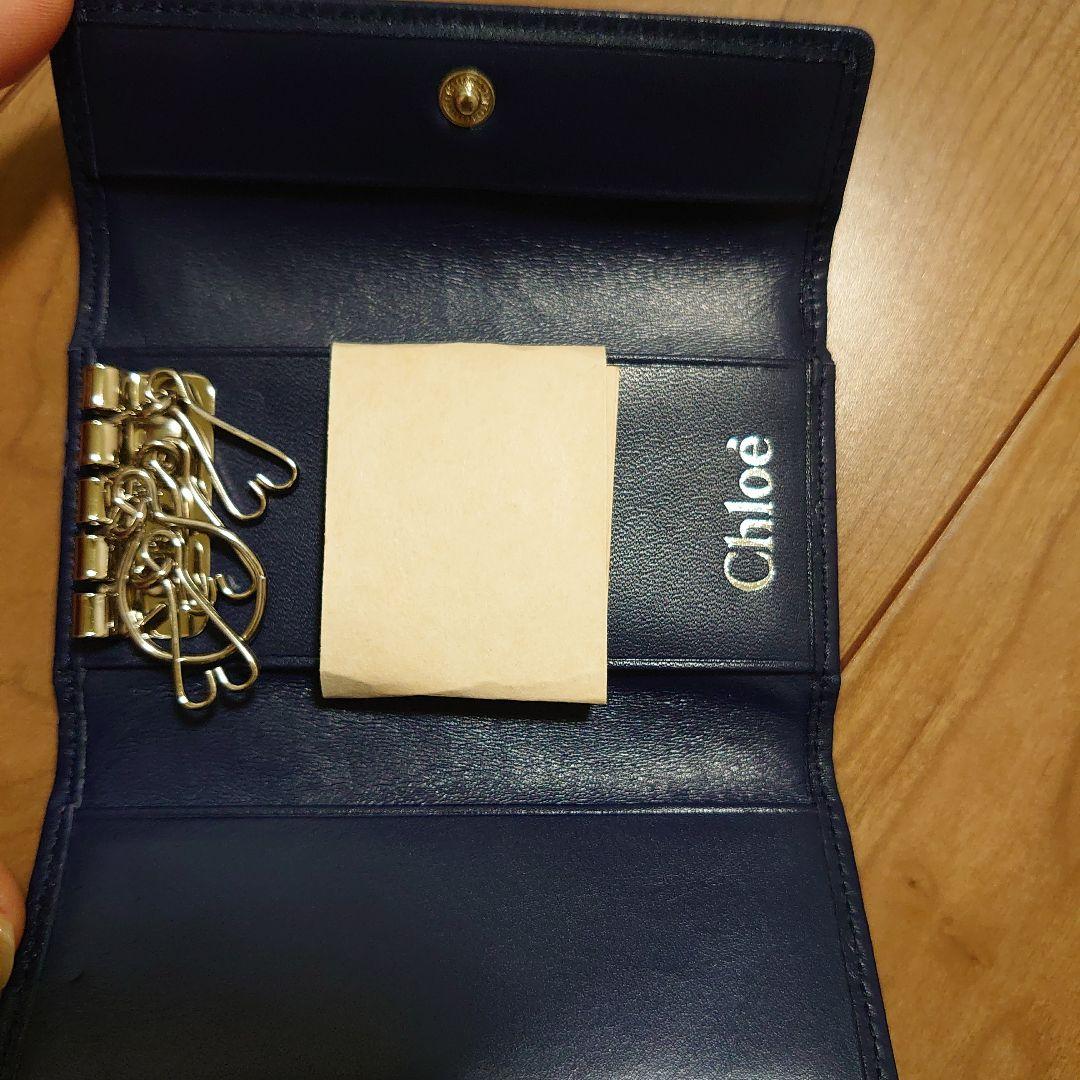 Chloé ネイビー レザー キーケース