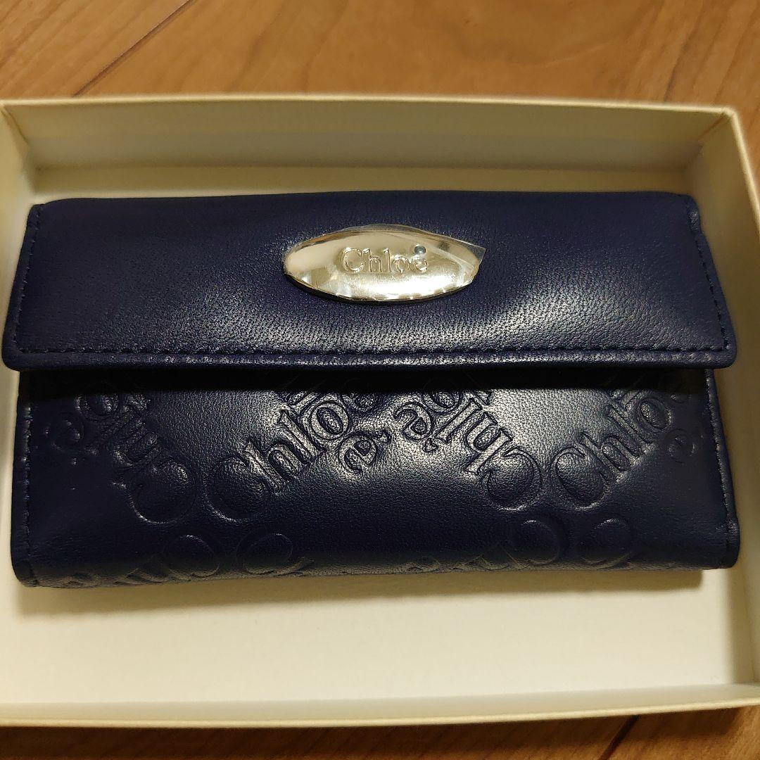 Chloé ネイビー レザー キーケース