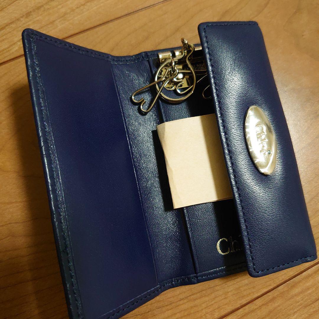 Chloé ネイビー レザー キーケース