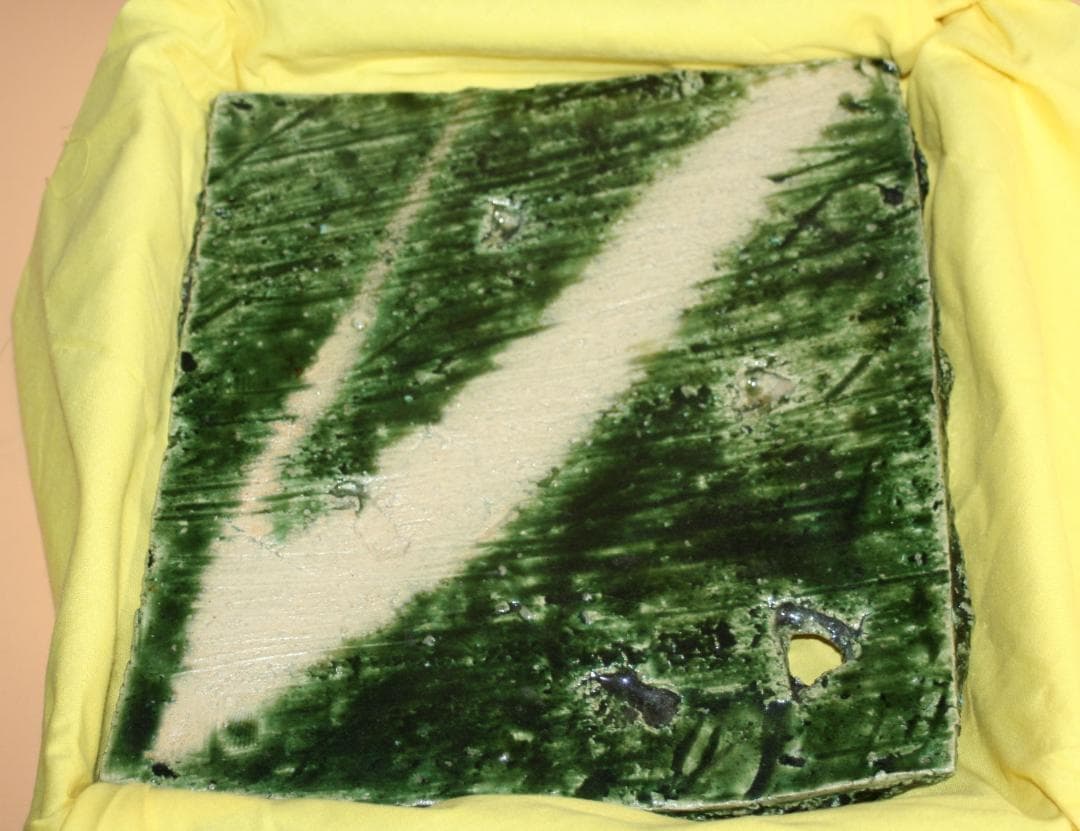 『山口真人』 織部四方皿 共箱 共布