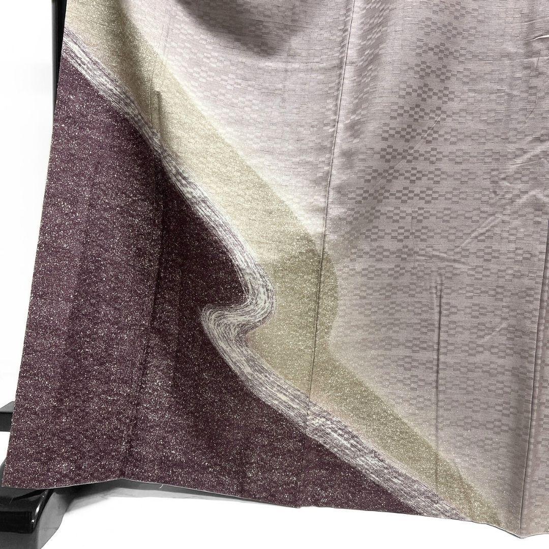 紬地　たたき染め　流線　付け下げ　着物　024a p