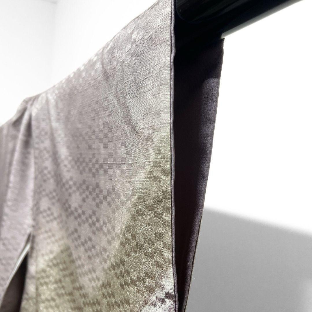 紬地　たたき染め　流線　付け下げ　着物　024a p