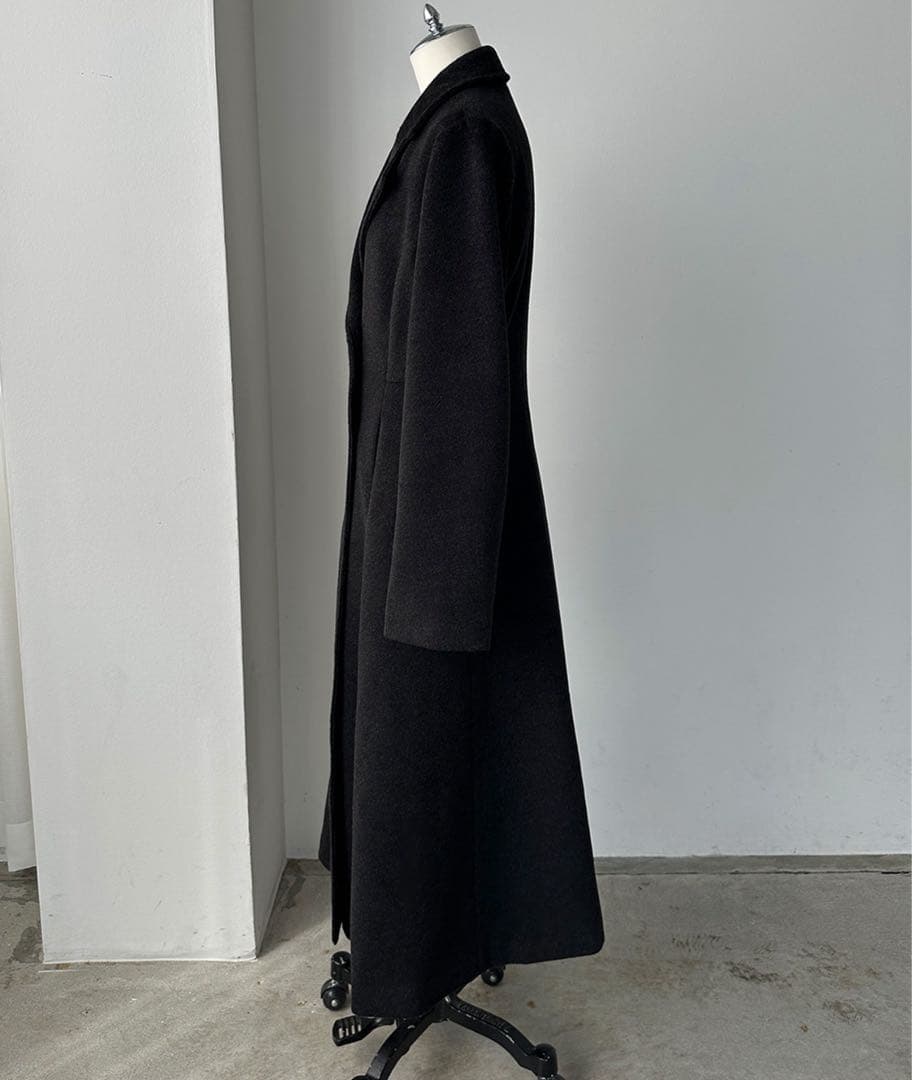 Louere ウエストシェイプフレアチェスターコート S ダークグレー ロング丈