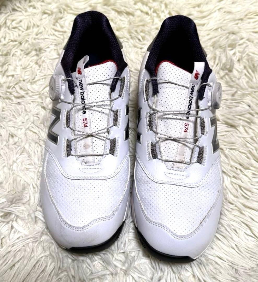 【美品】new balance ゴルフシューズ 26.5㎝ 白/紺/赤