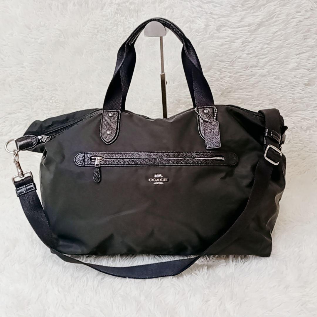 【TANTAN様】コーチ ボストンバッグ 2way 馬車ロゴ ナイロン レザー