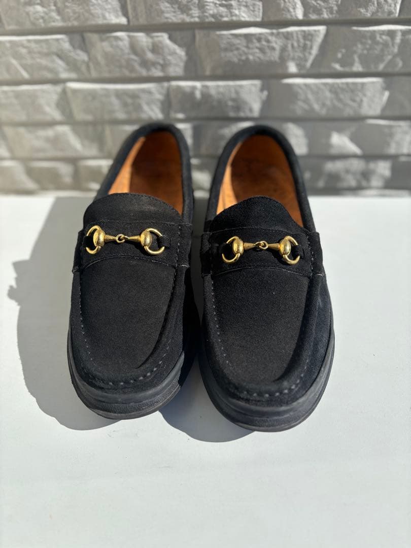 MANEBU ビットローファー ブラック スエード