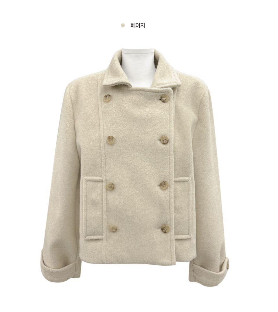 modimood ダブルカラーウールハーフコート ピーコート ダブルボタン 韓国