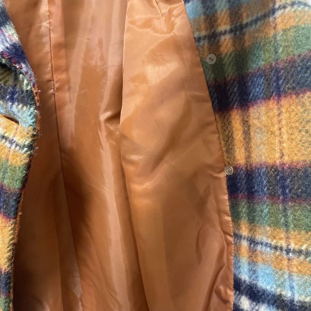 YORKLAND チェック フリンジ ダブルコート ヨークランド vintage