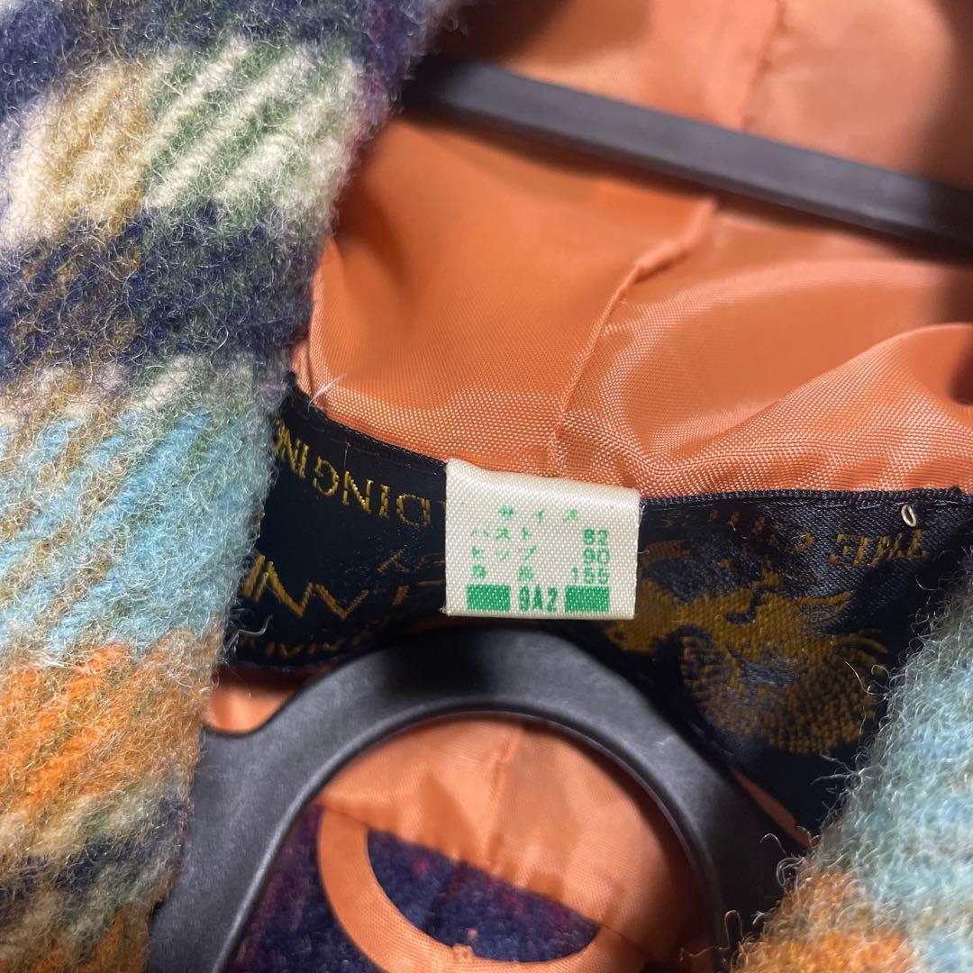 YORKLAND チェック フリンジ ダブルコート ヨークランド vintage