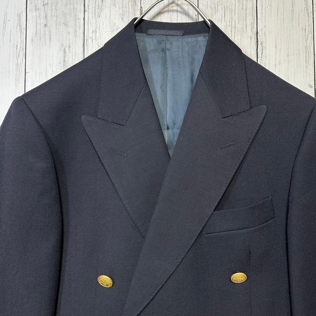 【Aquascutum☆英国製☆紺ブレ】金ボタン☆L相当☆ロゴボタン