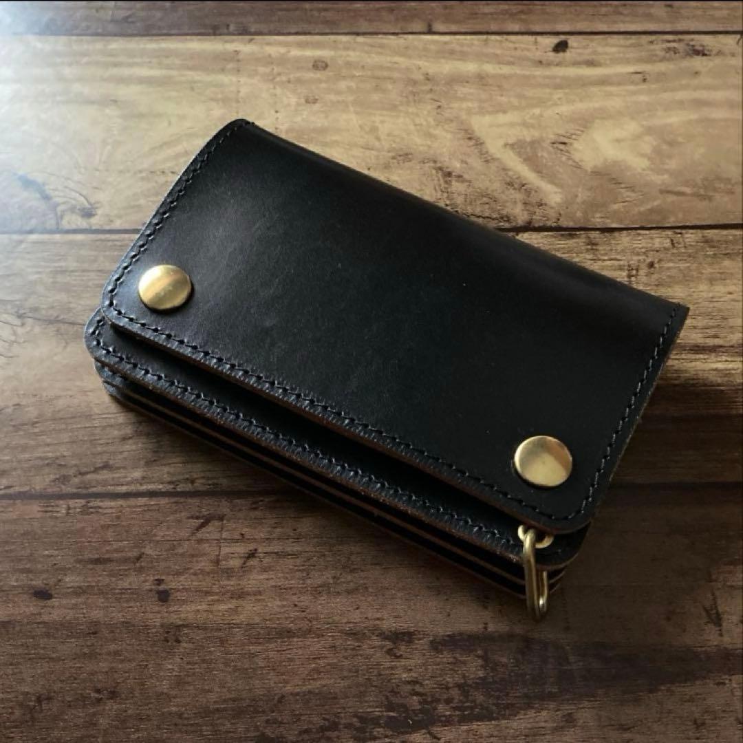 【こじ】ミドルトラッカーウォレット 茶芯ブラック【お札を折らずに収納】