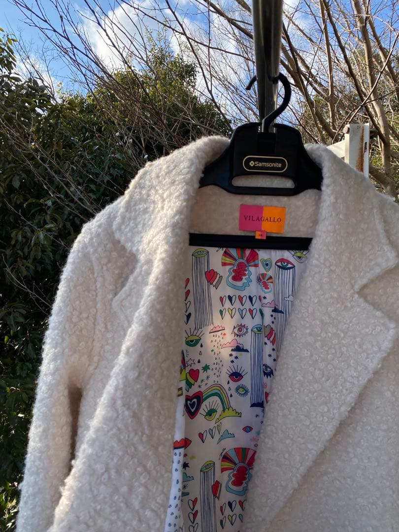 VILAGALLO ヴィラガロSpain バイカラーロングコート白ネイビー38