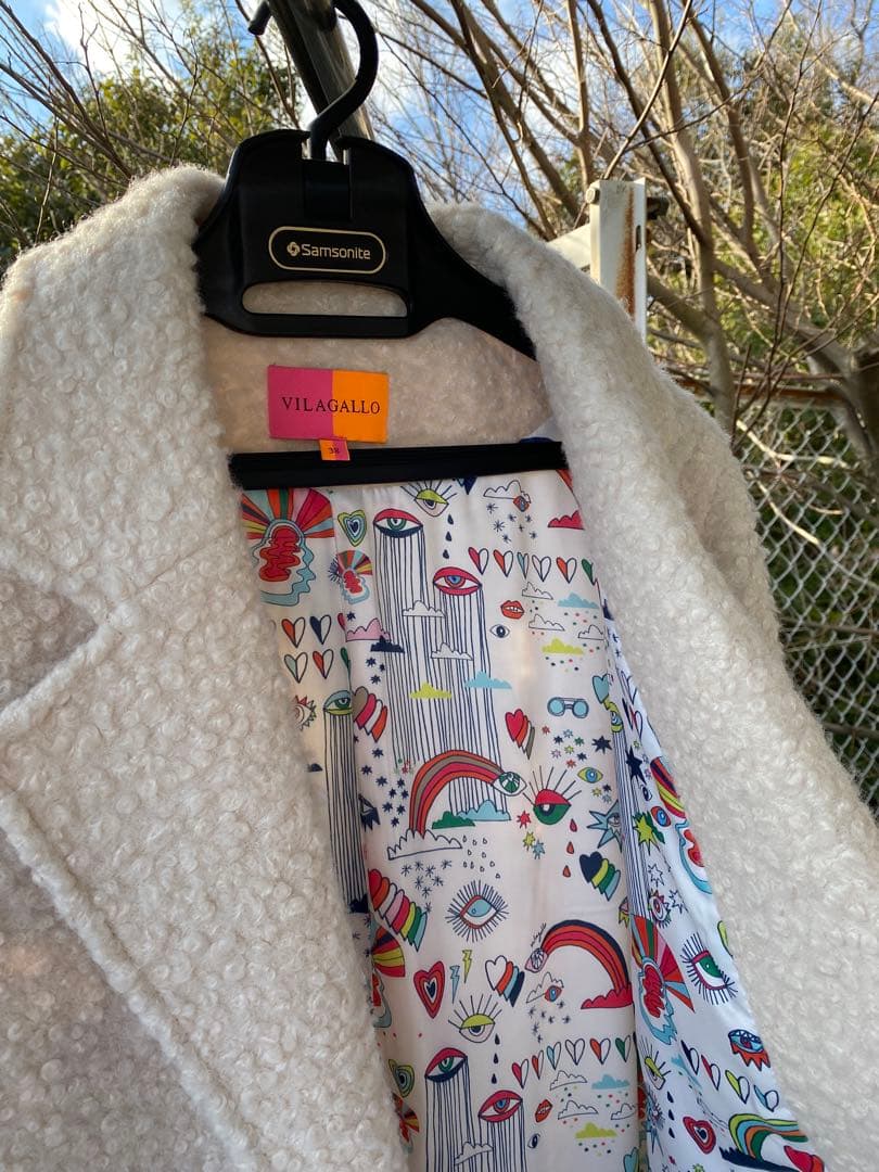 VILAGALLO ヴィラガロSpain バイカラーロングコート白ネイビー38