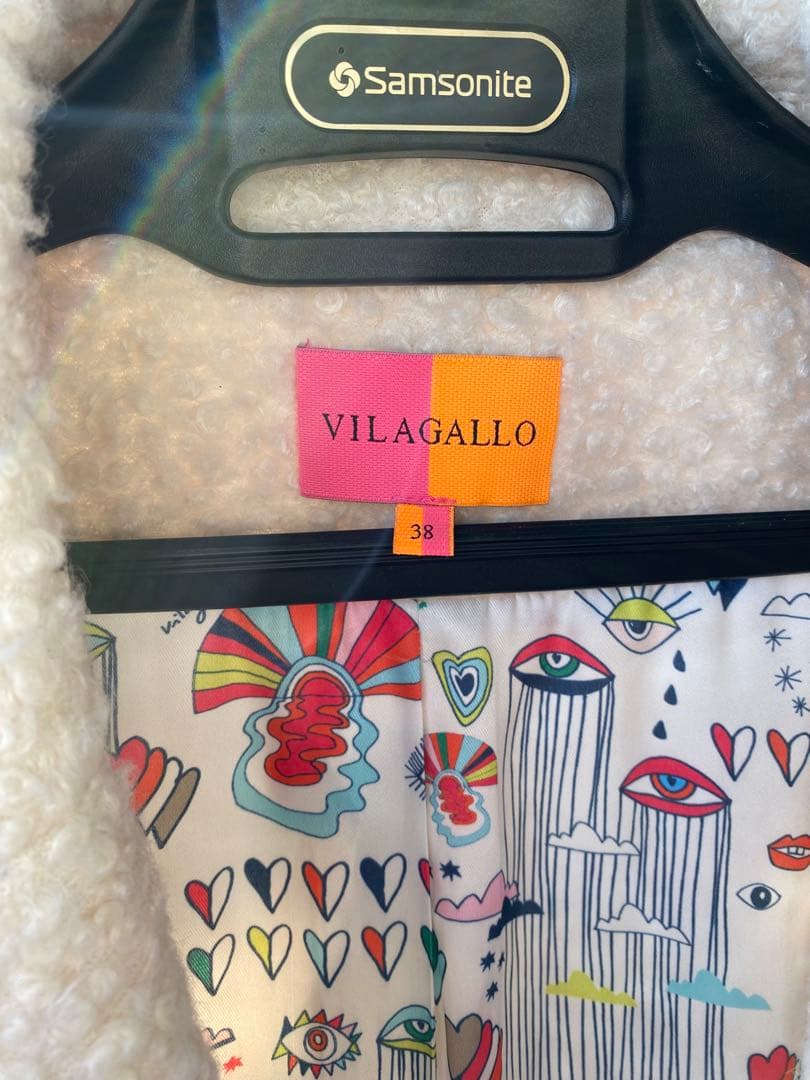 VILAGALLO ヴィラガロSpain バイカラーロングコート白ネイビー38