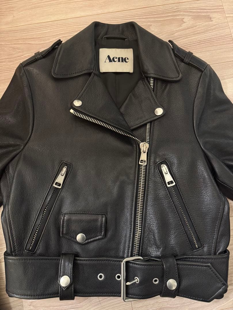Acne ブラック ライダースジャケット