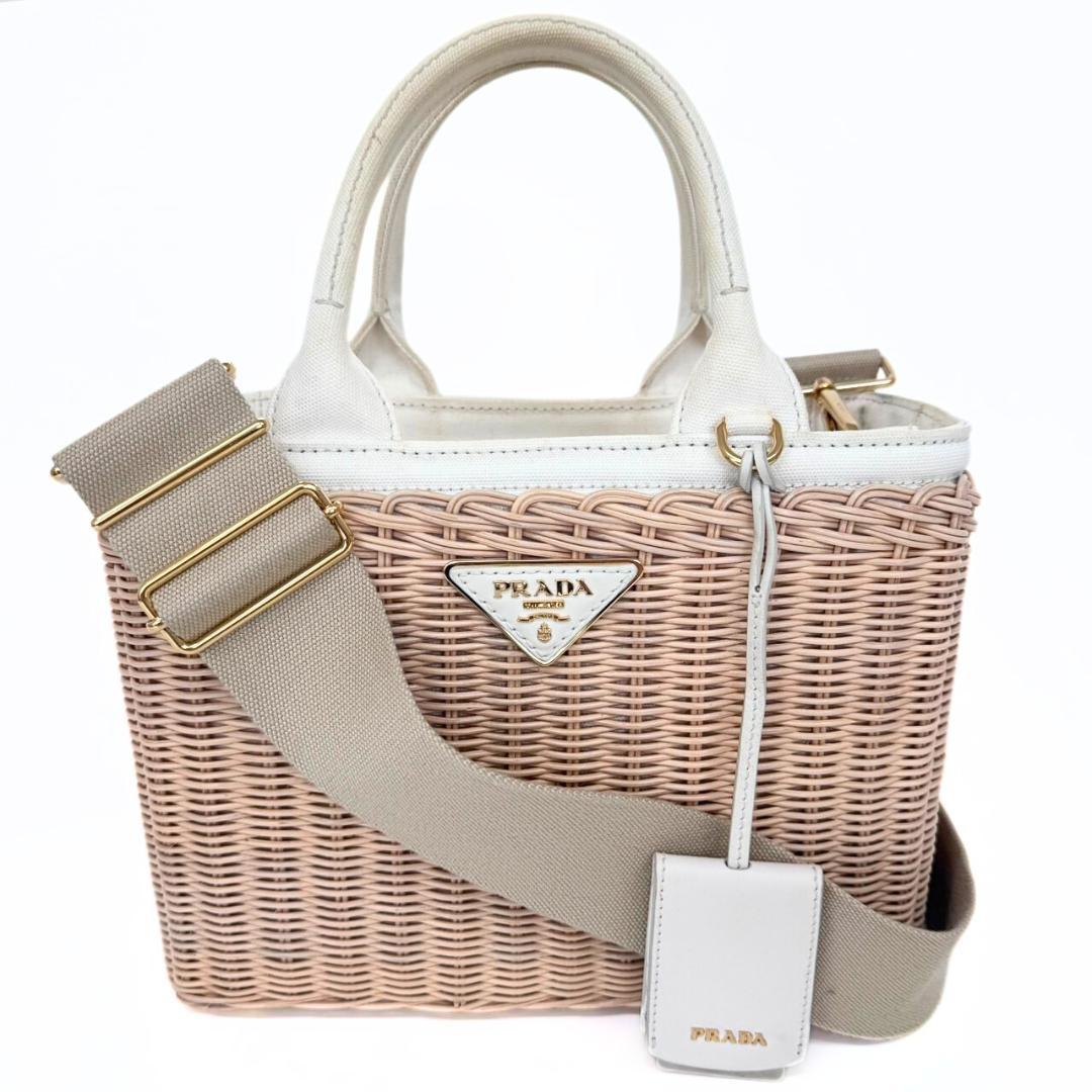 プラダ ウィッカー かごバッグ 1BG835 カナパ 2WAY ハンドバッグ