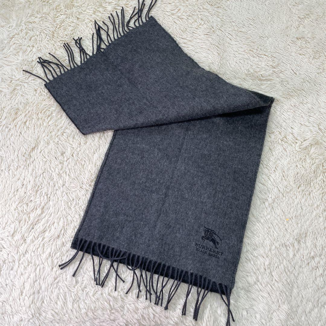 【希少】バーバリーブラックレーベル　カシミヤ　ウール　リバーシブル　マフラー