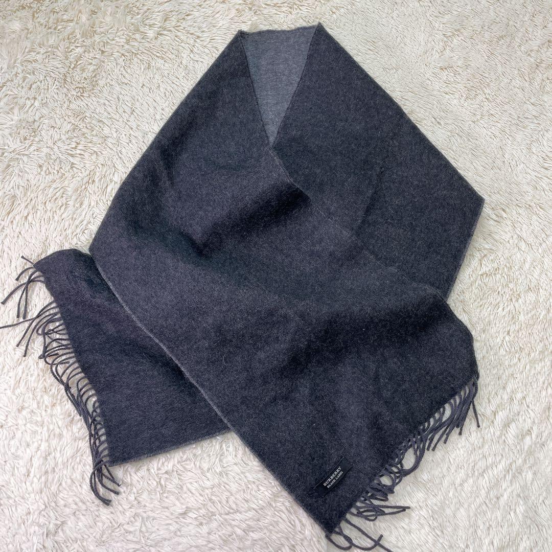 【希少】バーバリーブラックレーベル　カシミヤ　ウール　リバーシブル　マフラー