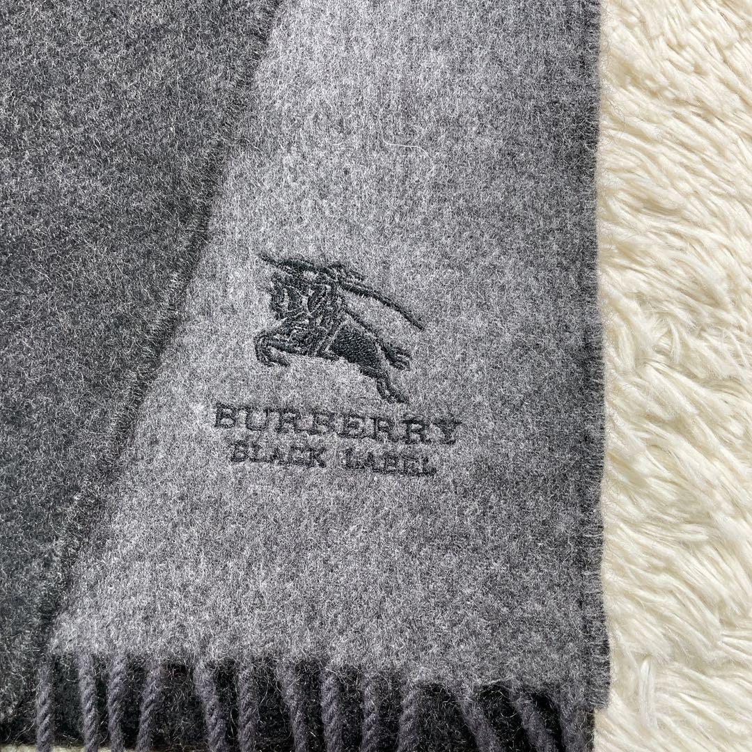 【希少】バーバリーブラックレーベル　カシミヤ　ウール　リバーシブル　マフラー