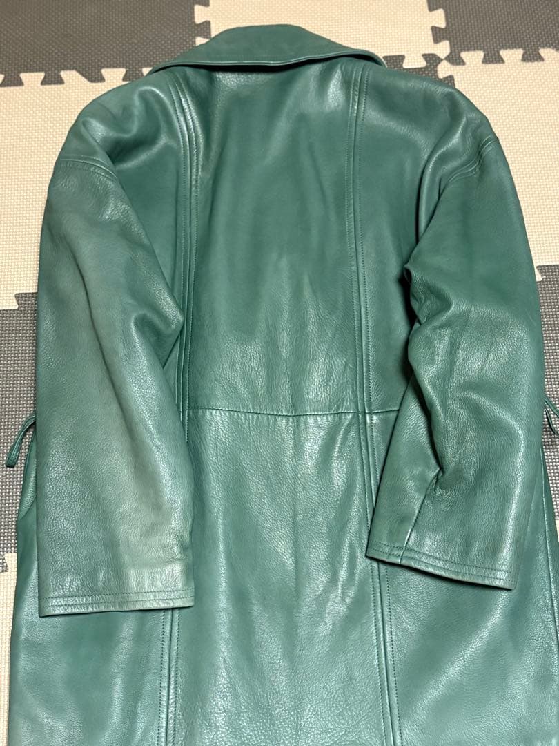 BALLY グリーン　カーキ　 レザー ロングコート ベルト付き