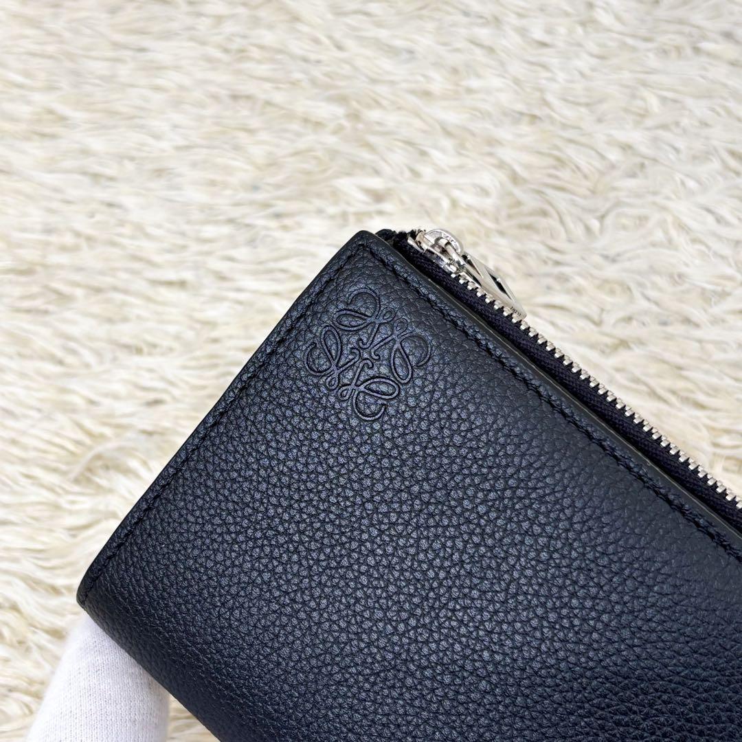現行【極美品】ロエベ スリムコンパクトウォレット アナグラム ブラック 黒