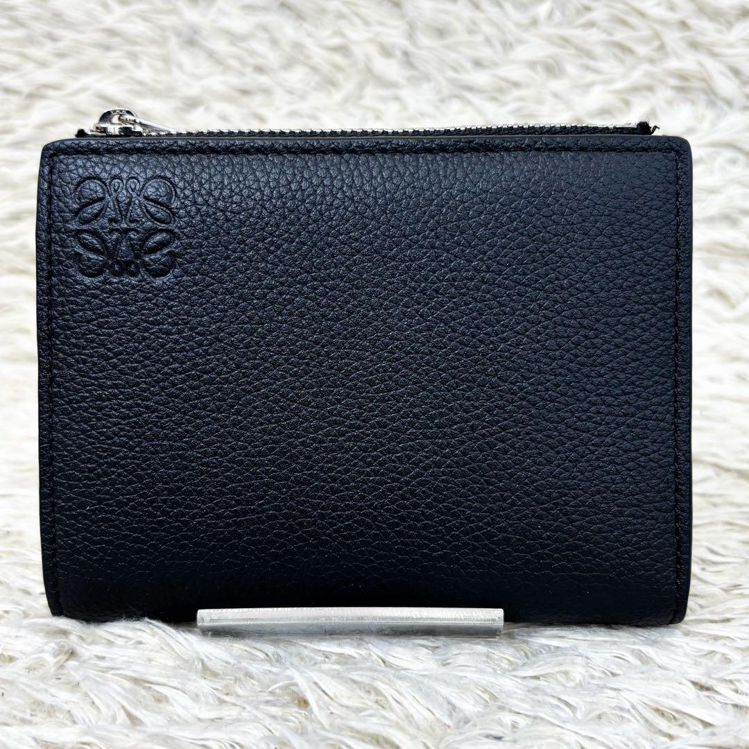 現行【極美品】ロエベ スリムコンパクトウォレット アナグラム ブラック 黒