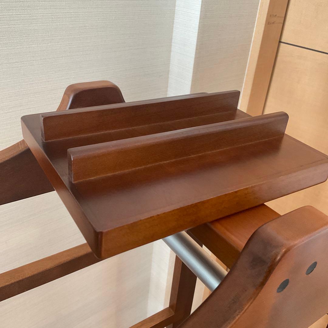 『専用品』豊岡クラフト　木製 ハンガーラック　日本製　上部トレイ・キャスター付き