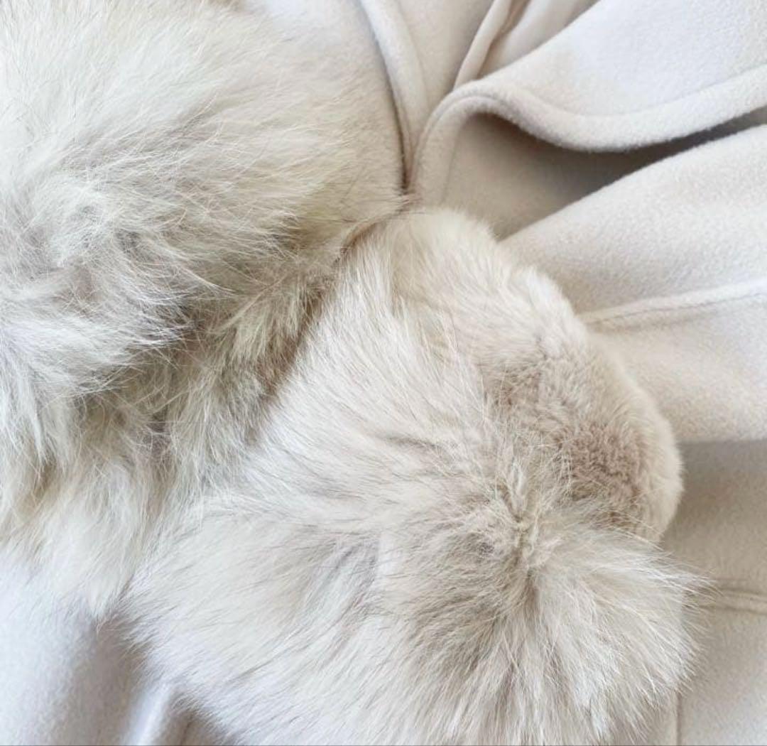 グレースコンチネンタル ベルテッドコート ブルーフォックス ファー 36(美品)