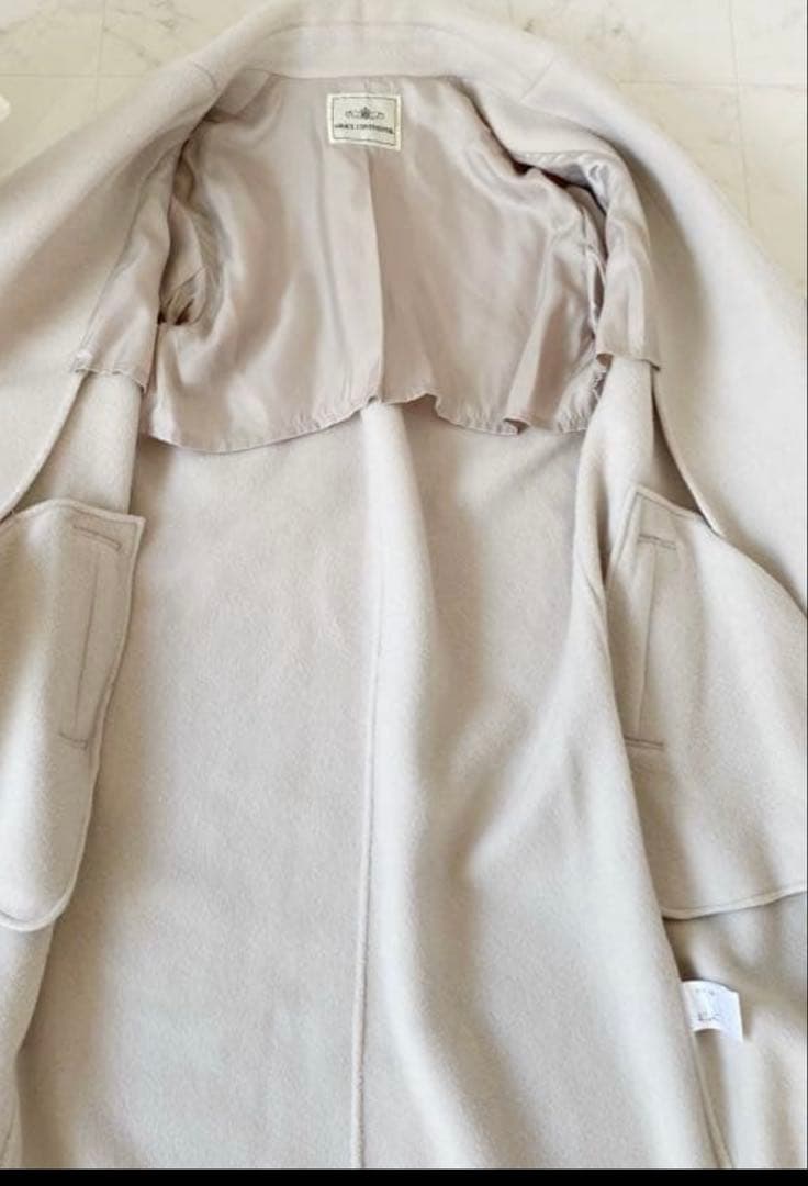 グレースコンチネンタル ベルテッドコート ブルーフォックス ファー 36(美品)