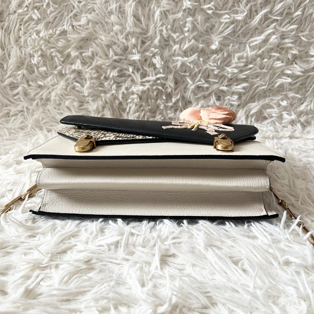 グッチ オッティリア 花刺繍 バンブー 2way ハンドバッグ パイソン