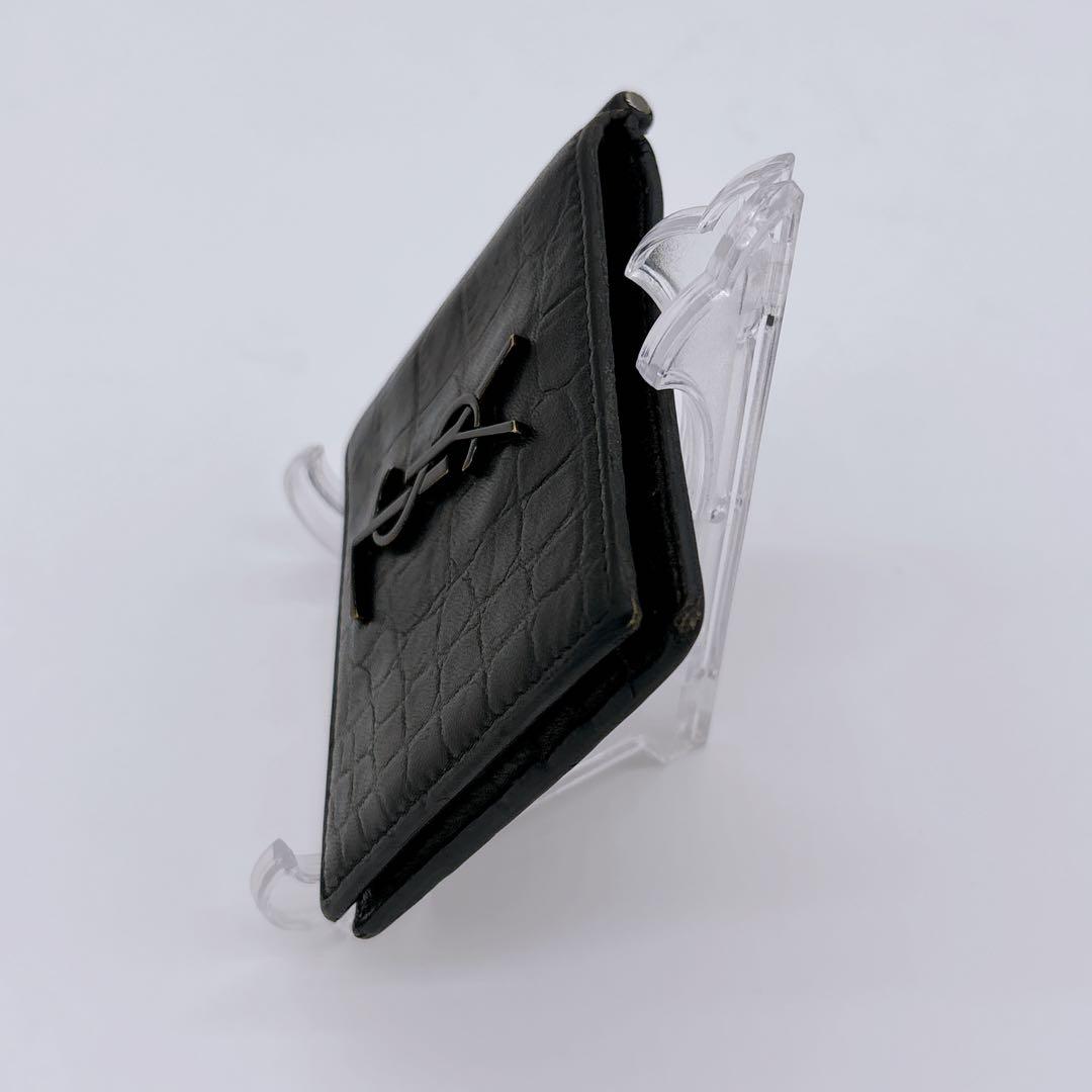SAINT LAURENT ブラック レザー マネークリップ YSL 財布
