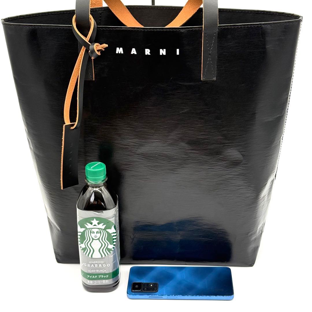 MARNI マルニ 光沢 大容量 トートバッグ トライベッカ 黒 ブラック