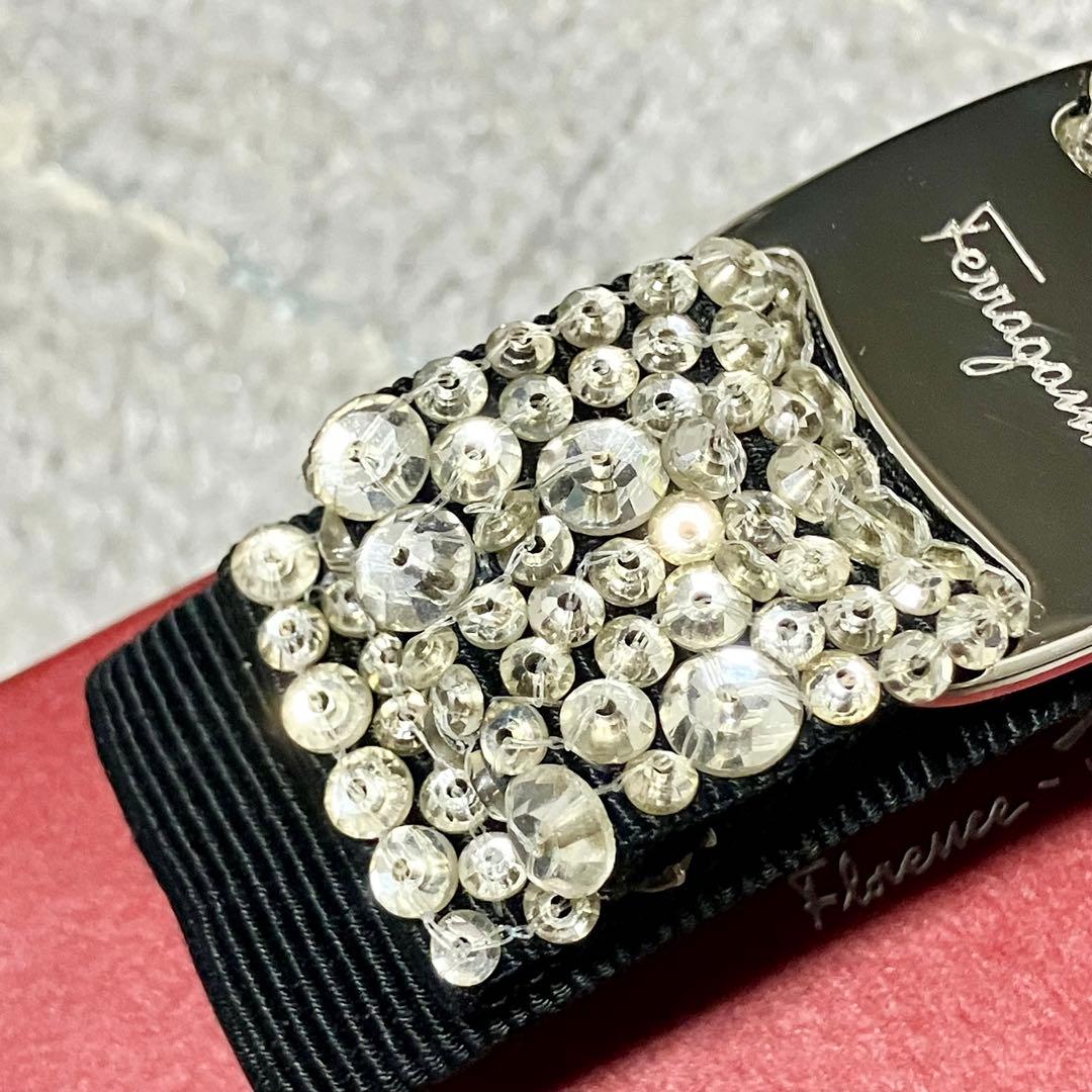 フェラガモ［バレッタ］ヴァラ　ラインストーン　ヘアバンド　ブラック　箱付き