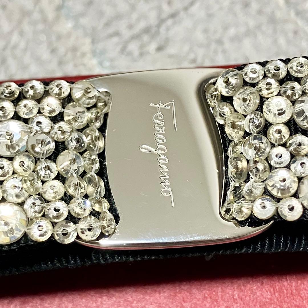 フェラガモ［バレッタ］ヴァラ　ラインストーン　ヘアバンド　ブラック　箱付き