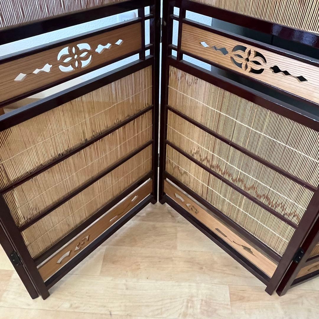 透かし彫り　簾屏風　衝立　パーテーション　間仕切り　昭和レトロ　古民家