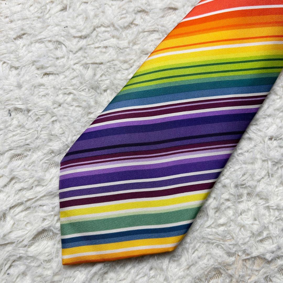 【極美品】限定品 HERMES レジメンタル ストライプ レインボー ネクタイ