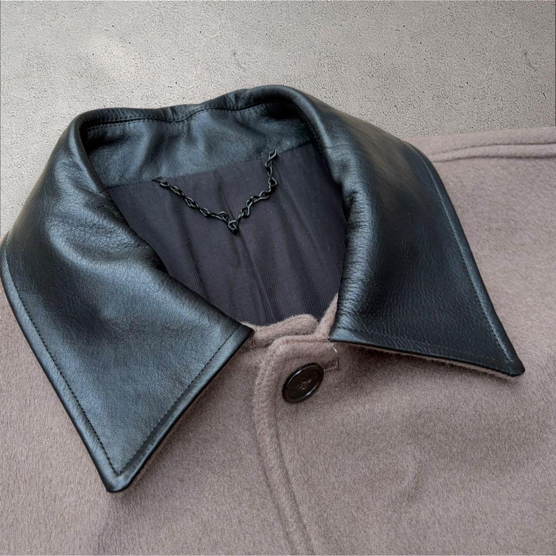 25AW MARKAWARE オーガニックウール CPOジャケット 襟レザー