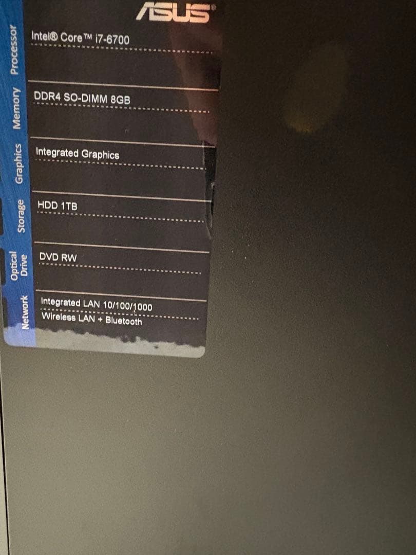 ASUS デスクトップPC HDD 1TB メモリ8GB