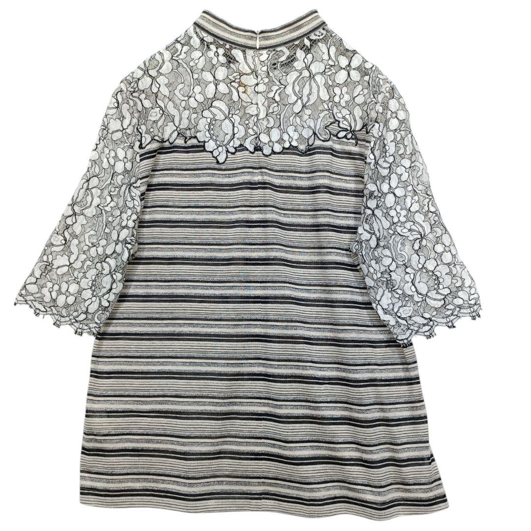 Rossa インポートロッサ スタンドネック 半袖 レース切り替え チュニック