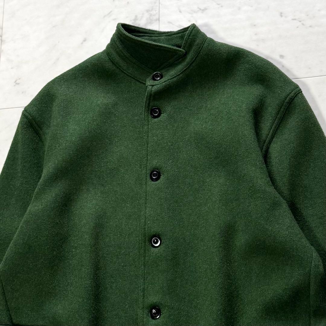 極美品 OUTIL 縮絨ウールコート アシンメトリー グリーン フランス製