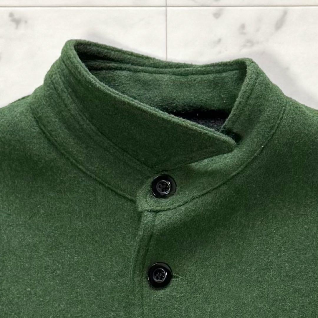 極美品 OUTIL 縮絨ウールコート アシンメトリー グリーン フランス製