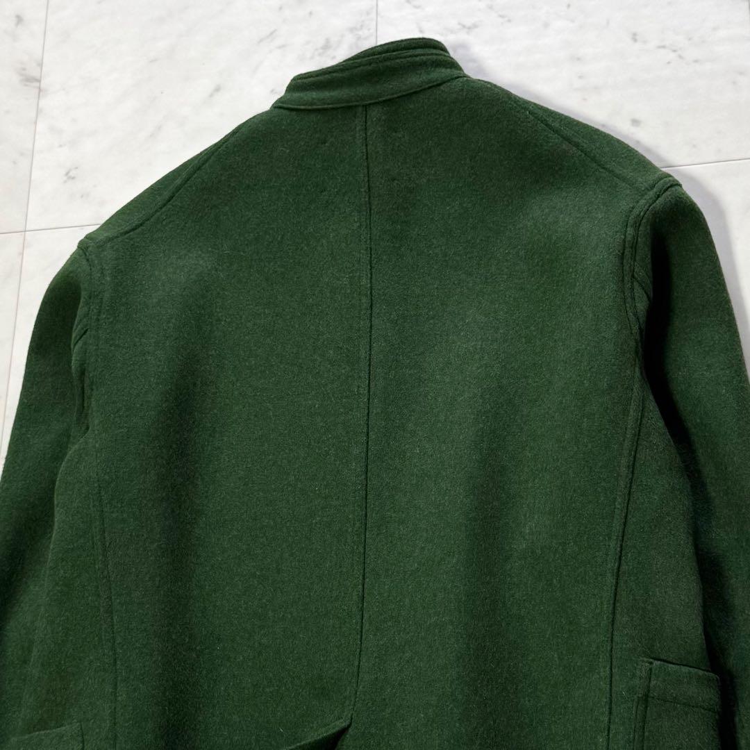 極美品 OUTIL 縮絨ウールコート アシンメトリー グリーン フランス製