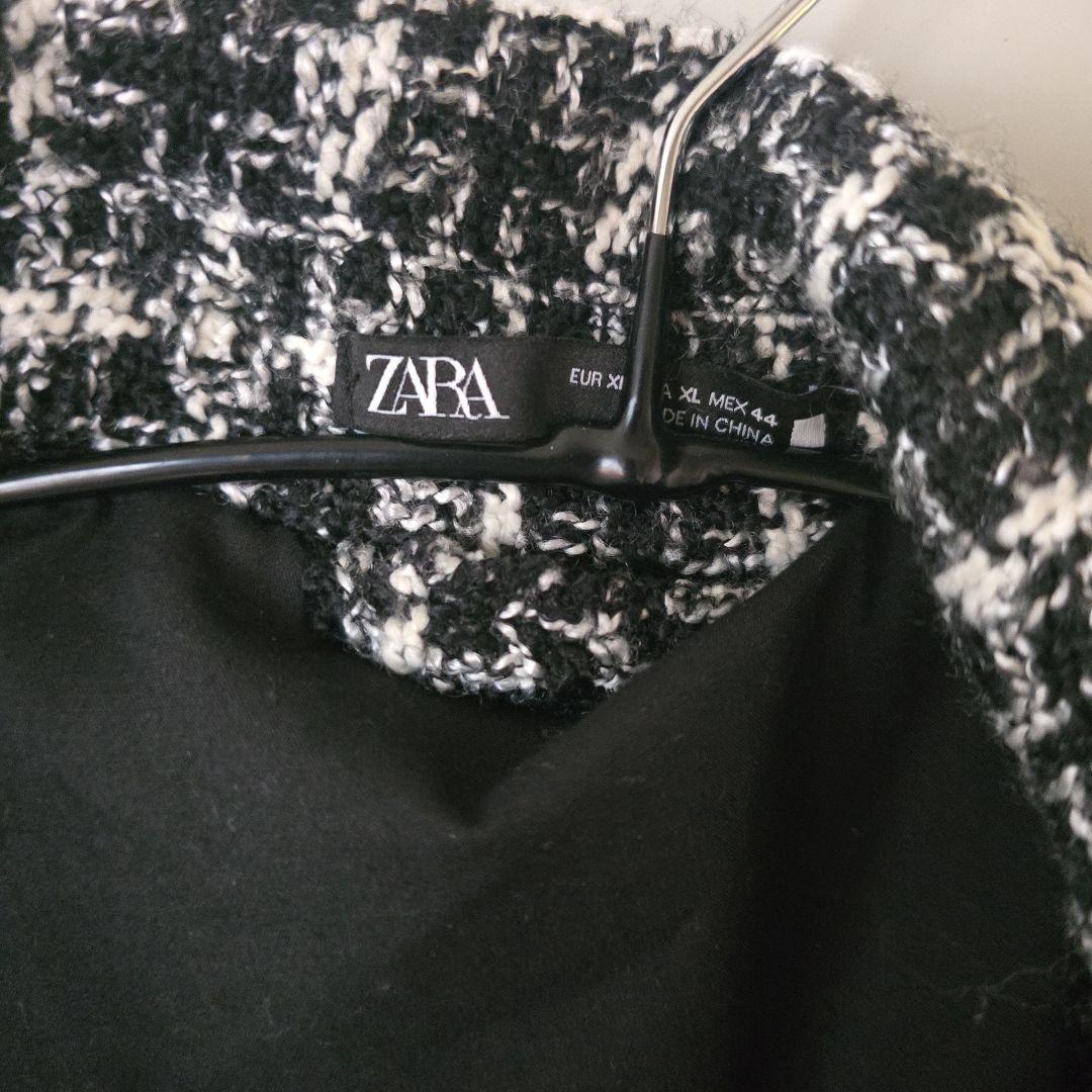 ド*ル様 ZARA テーラードジャケット XL ブラック・ホワイト　エレガントで