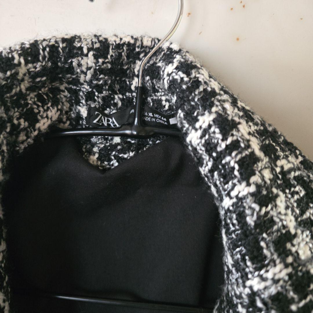 ド*ル様 ZARA テーラードジャケット XL ブラック・ホワイト　エレガントで