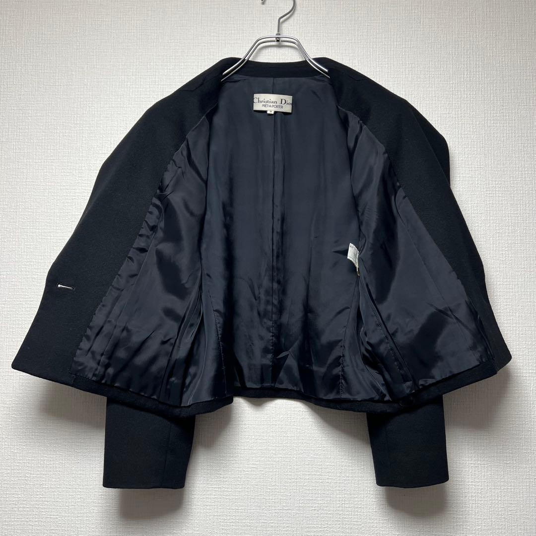 美品✨ クリスチャンディオール ウール ショートテーラードジャケット 黒 M