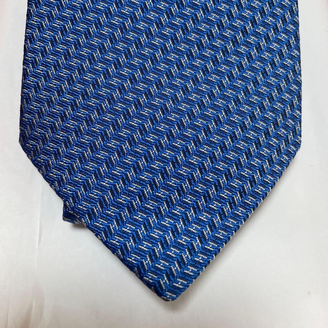 かず　HERMES エルメス　ネクタイ　H柄　高級シルク　ブルー