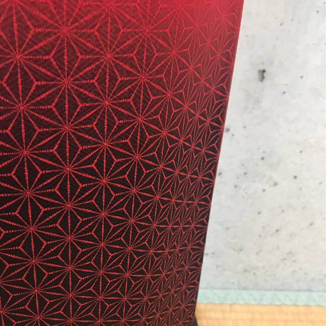 【斉藤三才】正絹　赤と黒のカッコいい訪問着　麻の葉柄　袷　落款